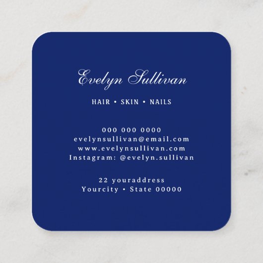 Elegant blauw zeeschelp logo visitekaartje (Achterkant)