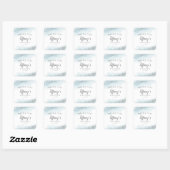 Elegant blauw zilver Baby shower Vierkante Sticker (Vel)