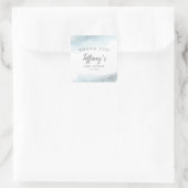 Elegant blauw zilver Baby shower Vierkante Sticker (Tas)