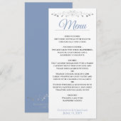 Elegant Blauw & Zilver Filigraan met Harten Bruilo Menu (Voorkant / Achterkant)