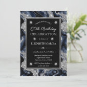Elegant blauw & Zilver Glitter Agaat 60ste Verjaar Kaart (Staand voorkant)