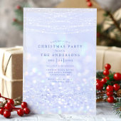 Elegant Blauw Zilver Glitter Sneeuw Kerstfeest Kaart