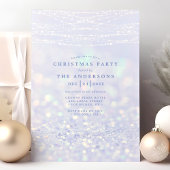 Elegant Blauw Zilver Glitter Sneeuw Kerstfeest Kaart