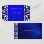 Elegant Blauw & Zilver Horizontaal Visitekaartje (Voorkant / Achterkant)