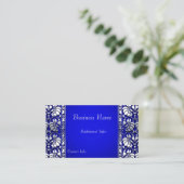 Elegant Blauw & Zilver Horizontaal Visitekaartje (Staand voorkant)