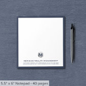 Elegant Blauw Zilver Initiaal Logo Notitieblok