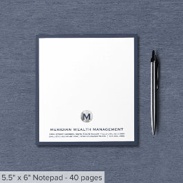 Elegant Blauw Zilver Initiaal Logo Notitieblok