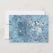 Elegant blauw zilver marmer RSVP Kaartje (Achterkant)