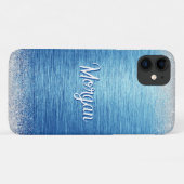 Elegant Blauw Zilver Modern Gepersonaliseerd Case-Mate iPhone Case (Achterkant (horizontaal))