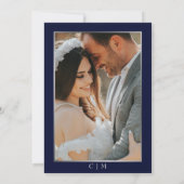 Elegant Blauw & Zilver Schrift Foto Bruiloft Save The Date (Achterkant)