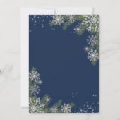 Elegant Blauw Zilver Sneeuwvlok Pine Winter Bruilo Kaart (Achterkant)