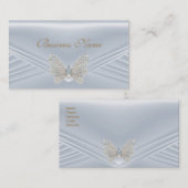 Elegant Blauw Zilveren Diamanten Vlinderjuweel Visitekaartje (Voorkant / Achterkant)