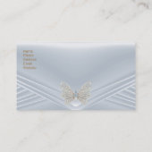 Elegant Blauw Zilveren Diamanten Vlinderjuweel Visitekaartje (Achterkant)