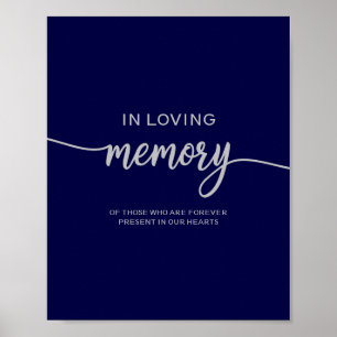 Elegant blauw zilveren huwelijksherdenkingbord poster