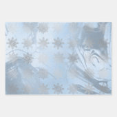 Elegant blauw zilveren marmer met sneeuwvlokken ke inpakpapier vel (Voorkant 3)