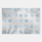 Elegant blauw zilveren marmer met sneeuwvlokken ke inpakpapier vel (Voorkant 2)