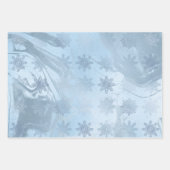Elegant blauw zilveren marmer met sneeuwvlokken ke inpakpapier vel (Voorkant)