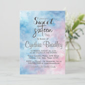 Elegant blauw zoet zestien verjaardagsfeestje kaart (Staand voorkant)