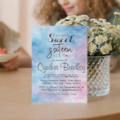 Elegant blauw zoet zestien verjaardagsfeestje kaart