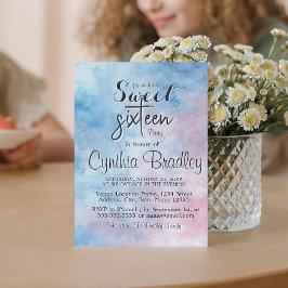 Elegant blauw zoet zestien verjaardagsfeestje kaart