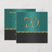 Elegant blauw zwart 70 jaar oud feest kaart (Voorkant / Achterkant)