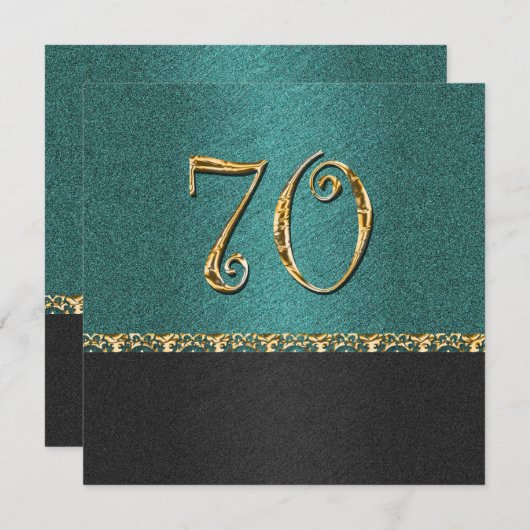 Elegant blauw zwart 70 jaar oud feest kaart (Voorkant / Achterkant)