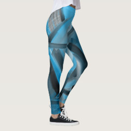 Elegant Blauw Zwart Abstracte Kunst Moderne Vormen Leggings