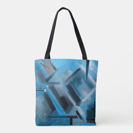 Elegant Blauw Zwart Grijs Abstract Kunst Tote Bag (Achterkant)