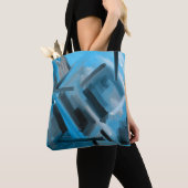 Elegant Blauw Zwart Grijs Abstract Kunst Tote Bag (Dichtbij)