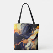 Elegant blauw zwart marmer kunst faux gouden glitt tote bag (Achterkant)