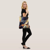 Elegant blauw zwart marmer kunst faux gouden glitt tote bag (Op model)