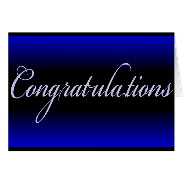 Elegant blauw zwart vervagen Gefeliciteerd (Voorkant Horizontaal)