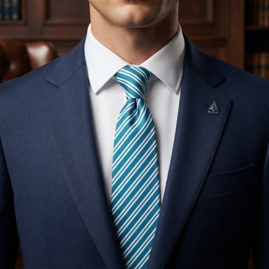 Elegant Blauwachtig Wit Stropdas