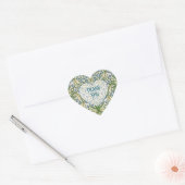 Elegant Blauwbloem Botanisch Patroon Hart Sticker (Envelop)