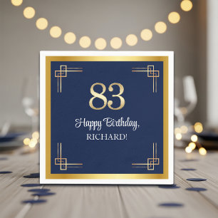 Elegant Blauwe 83e Verjaardagsfeestje Servet
