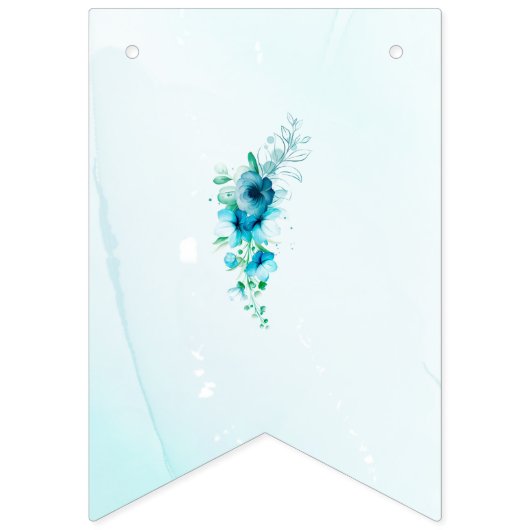 Elegant Blauwe Bloem Afstuderen Vlaggetjes (Eerste vlag)