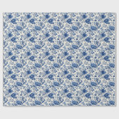 Elegant Blauwe Bloem Tapijt Cadeaupapier (Vlak)