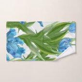 Elegant blauwe bloemdecoratie oogverblindend bad handdoek (Handdoek)