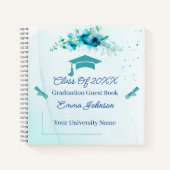 Elegant Blauwe Bloemen Afstuderen  Notitieboek (Voorkant)