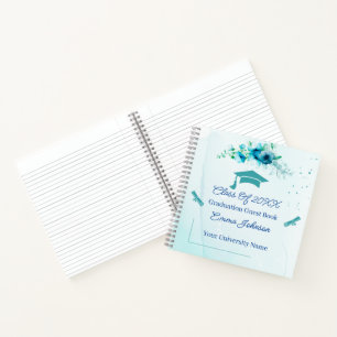 Elegant Blauwe Bloemen Afstuderen  Notitieboek