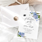 Elegant Blauwe Bloemen Graduation Party Kaart