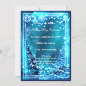 Elegant Blauwe Boom Harten Kerst Uitnodiging (Voorkant)