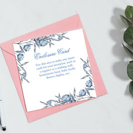 Elegant blauwe bruidsdouche of babyshower cadeauli informatiekaartje