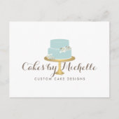 Elegant blauwe Cake met Florals Cake Decorting Briefkaart (Voorkant)