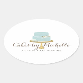 Elegant blauwe Cake met Florals Cake Decorting Ovale Sticker