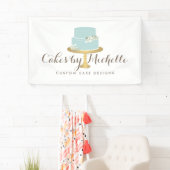 Elegant blauwe Cake met Florals Cake Decorting Spandoek (Insitu)