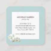 Elegant blauwe Cake met Florals Cake Decorting Vierkante Visitekaartje (Achterkant)