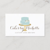 Elegant blauwe Cake met Florals Cake Decorting Visitekaartje (Voorkant)