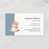 Elegant blauwe Cake met Florals Cake Decorting Visitekaartje (Achterkant)