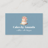 Elegant blauwe Cake met Florals Cake Decorting Visitekaartje (Voorkant)